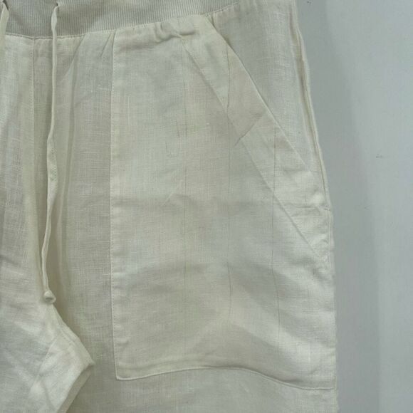 Bella Dahl Cream Lightweight Linen Relaxed Drawstring Pants Medium - Picture 4 of 7